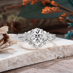 Naturally Inspired Luxury 4-Prong Oval Cut Lab Diamond Stacking Ring Set