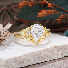 Naturally Inspired Luxury 4-Prong Oval Cut Moissanite Stacking Ring