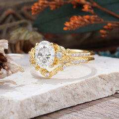Naturally Inspired Luxury 4-Prong Oval Cut Moissanite Stacking Ring