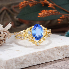 Naturally Inspired Luxury 4-Prong Oval Cut Sapphire Stacking Ring