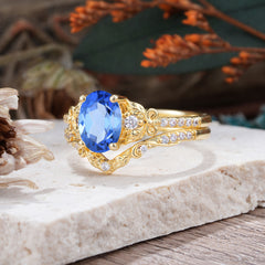 Naturally Inspired Luxury 4-Prong Oval Cut Sapphire Stacking Ring