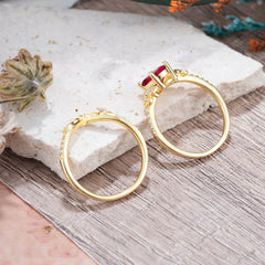 Naturally Inspired Luxury 4-Prong Oval Cut Ruby Stacking Ring Set