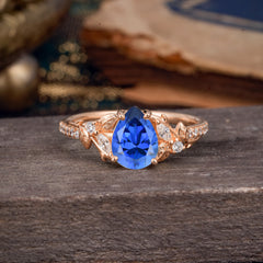 Nature-Inspired Classic Luxe 4-Prong Pear-Cut Sapphire Engagement Ring