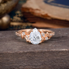 Nature-Inspired Classic Luxe 4-Prong Pear-Cut Lab Diamond Engagement Ring