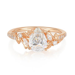 Nature-Inspired Classic Luxe 4-Prong Pear-Cut Moissanite Engagement Ring