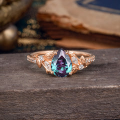 Nature-Inspired Classic Luxe 4-Prong Pear-Cut Alexandrite Engagement Ring