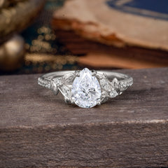 Nature-Inspired Classic Luxe 4-Prong Pear-Cut Lab Diamond Engagement Ring