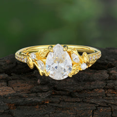 Nature-Inspired Classic Luxe 4-Prong Pear-Cut Moissanite Engagement Ring