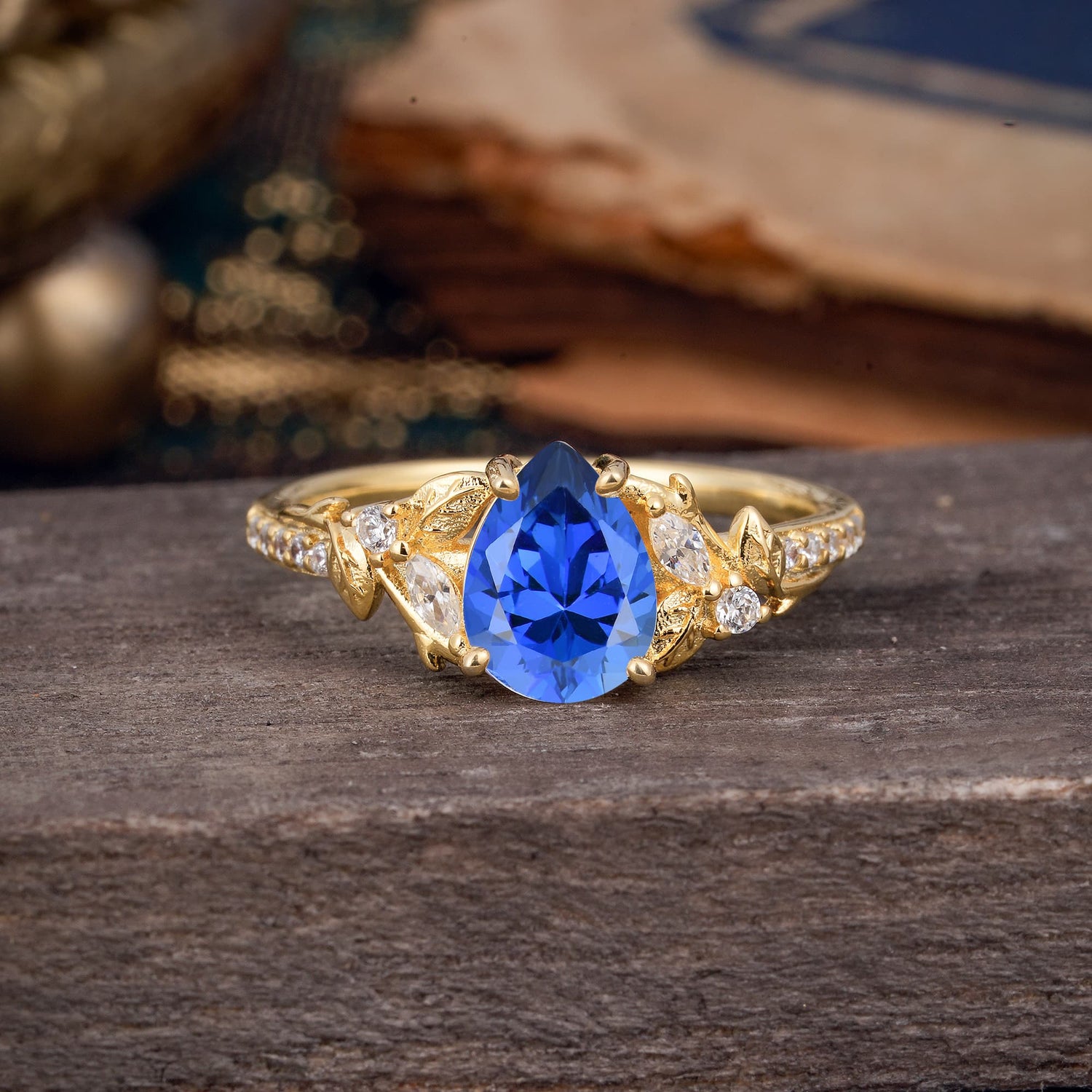 Nature-Inspired Classic Luxe 4-Prong Pear-Cut Sapphire Engagement Ring