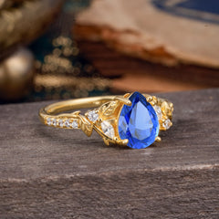 Nature-Inspired Classic Luxe 4-Prong Pear-Cut Sapphire Engagement Ring