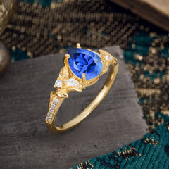 Nature-Inspired Classic Luxe 4-Prong Pear-Cut Sapphire Engagement Ring