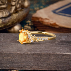 Nature-Inspired Classic Luxe 4-Prong Pear-Cut Citrine Engagement Ring