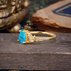 Nature-Inspired Classic Luxe 4-Prong Pear-Cut Turquoise Engagement Ring