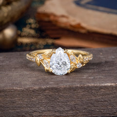 Nature-Inspired Classic Luxe 4-Prong Pear-Cut Lab Diamond Engagement Ring