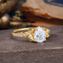 Nature-Inspired Classic Luxe 4-Prong Pear-Cut Lab Diamond Engagement Ring