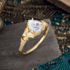 Nature-Inspired Classic Luxe 4-Prong Pear-Cut Lab Diamond Engagement Ring