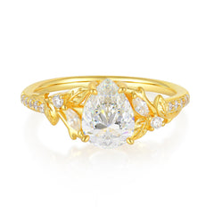 Nature-Inspired Classic Luxe 4-Prong Pear-Cut Moissanite Engagement Ring