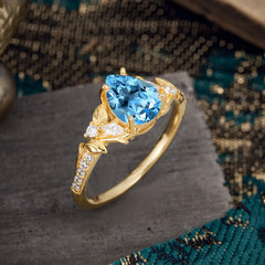 Nature-Inspired Classic Luxe 4-Prong Pear-Cut Aquamarine Engagement Ring