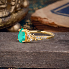 Nature-Inspired Classic Luxe 4-Prong Pear-Cut Emerald Engagement Ring
