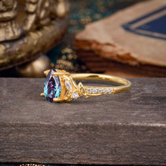 Nature-Inspired Classic Luxe 4-Prong Pear-Cut Alexandrite Engagement Ring