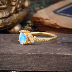 Nature-Inspired Classic Luxe 4-Prong Pear-Cut Moonstone Engagement Ring
