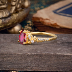 Nature-Inspired Classic Luxe 4-Prong Pear-Cut Ruby Engagement Ring