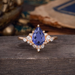 Luxe  Classic 5-Prong Pear-Cut Natural Tanzanite Engagement Ring