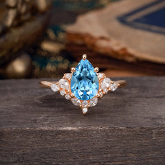 Luxe  Classic 5-Prong Pear-Cut Aquamarine Engagement Ring