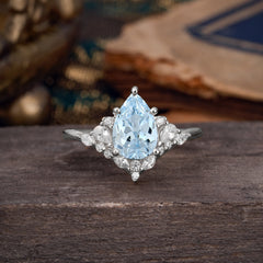 Luxe  Classic 5-Prong Pear-Cut Aquamarine Engagement Ring
