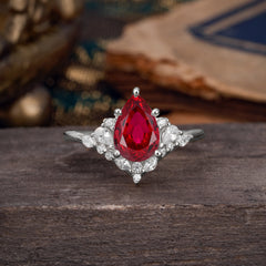 Luxe  Classic 5-Prong Pear-Cut Ruby Engagement Ring