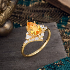 Luxe  Classic 5-Prong Pear-Cut Natural Citrine Engagement Ring
