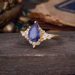 Luxe  Classic 5-Prong Pear-Cut Natural Tanzanite Engagement Ring