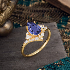 Luxe  Classic 5-Prong Pear-Cut Natural Tanzanite Engagement Ring