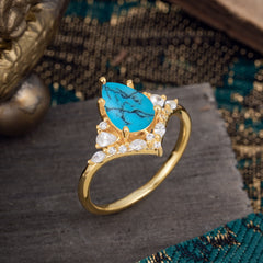 Luxe  Classic 5-Prong Pear-Cut Turquoise Engagement Ring