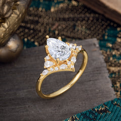 Luxe  Classic 5-Prong Pear-Cut Lab Diamond Engagement Ring