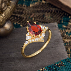 Luxe  Classic 5-Prong Pear-Cut Natural Garnet Engagement Ring