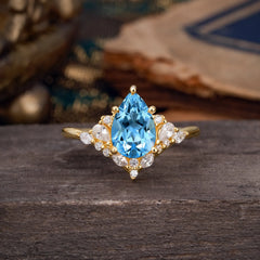 Luxe  Classic 5-Prong Pear-Cut Aquamarine Engagement Ring