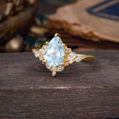 Luxe  Classic 5-Prong Pear-Cut Aquamarine Engagement Ring