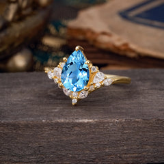 Luxe  Classic 5-Prong Pear-Cut Aquamarine Engagement Ring