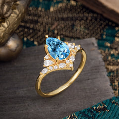 Luxe  Classic 5-Prong Pear-Cut Aquamarine Engagement Ring