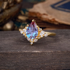 Luxe  Classic 5-Prong Pear-Cut Alexandrite Engagement Ring
