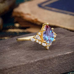 Luxe  Classic 5-Prong Pear-Cut Alexandrite Engagement Ring