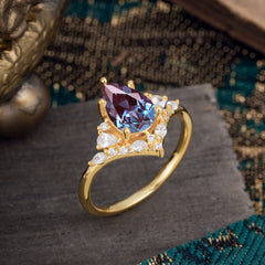 Luxe  Classic 5-Prong Pear-Cut Alexandrite Engagement Ring