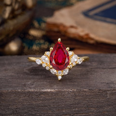 Luxe  Classic 5-Prong Pear-Cut Ruby Engagement Ring