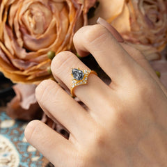 Luxe  Classic 5-Prong Pear-Cut Natural Black Rutilated Quartz Engagement Ring