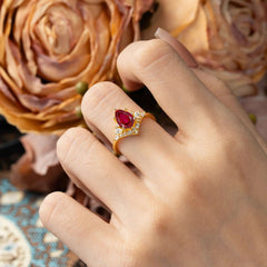 Luxe  Classic 5-Prong Pear-Cut Ruby Engagement Ring