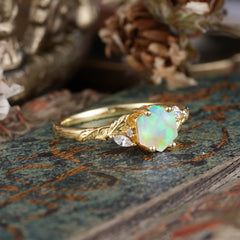 Nature-Inspired 4 - Prong Kite - Cut Natural Opal Ring