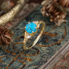 Nature-Inspired 4 - Prong Kite - Cut Natural Turquoise Ring