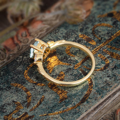 Nature-Inspired 4 - Prong Hexagon - Cut Natural Moss Agate Ring