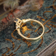 Nature-Inspired 4 - Prong Hexagon - Cut Black Onyx Ring